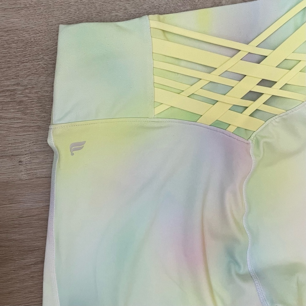 Fabletics Boost PowerHold High-Waisted 7/8 Legging, Blur/Lemon Crème - Picture 9 of 14